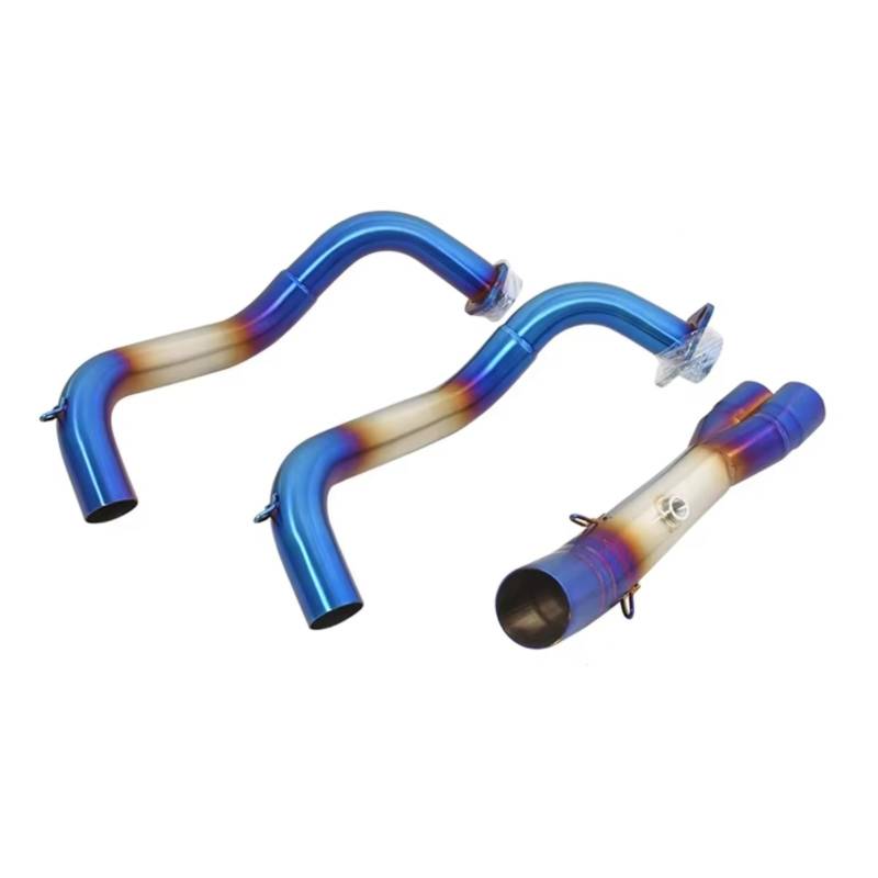 PQAIECXD Motorradauspuff Kompatibel Mit Yamaha Für MT07 FZ07 XSR700 Tracer 700 Motorradauspuff Fluchtsysteme Aufsteckbarer Modifizierter Vorderer Verbindungsschlauch Verbinden Von 51 Mm(Blue) von PQAIECXD