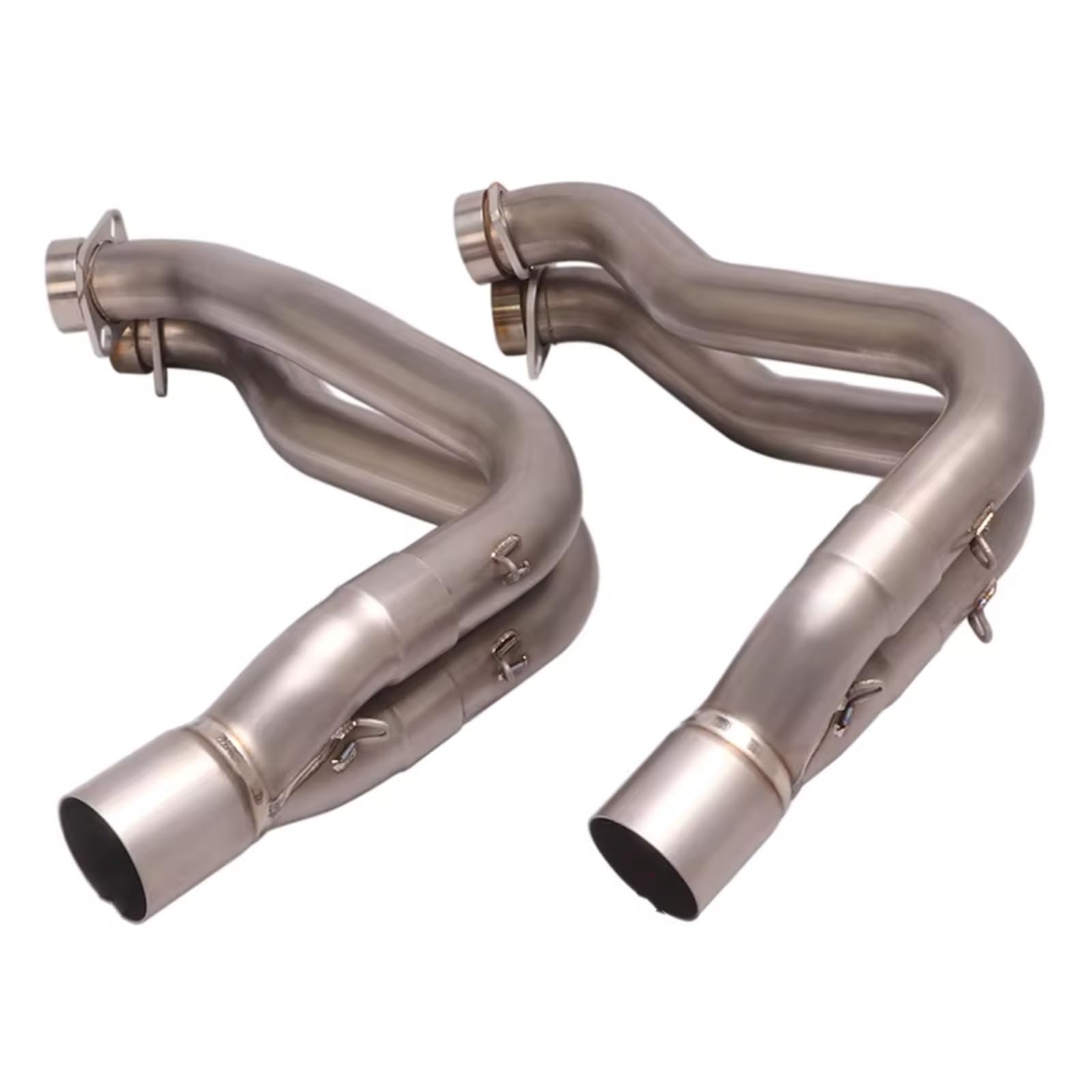 PQAIECXD Motorradauspuff Kompatibel Mit Yamaha Für MT10 YZF-R1 R1M 2015–2021 Motorrad-Auspuffanlagen Modifiziert Für Escape Front Link Pipe Schalldämpfer(Silver) von PQAIECXD
