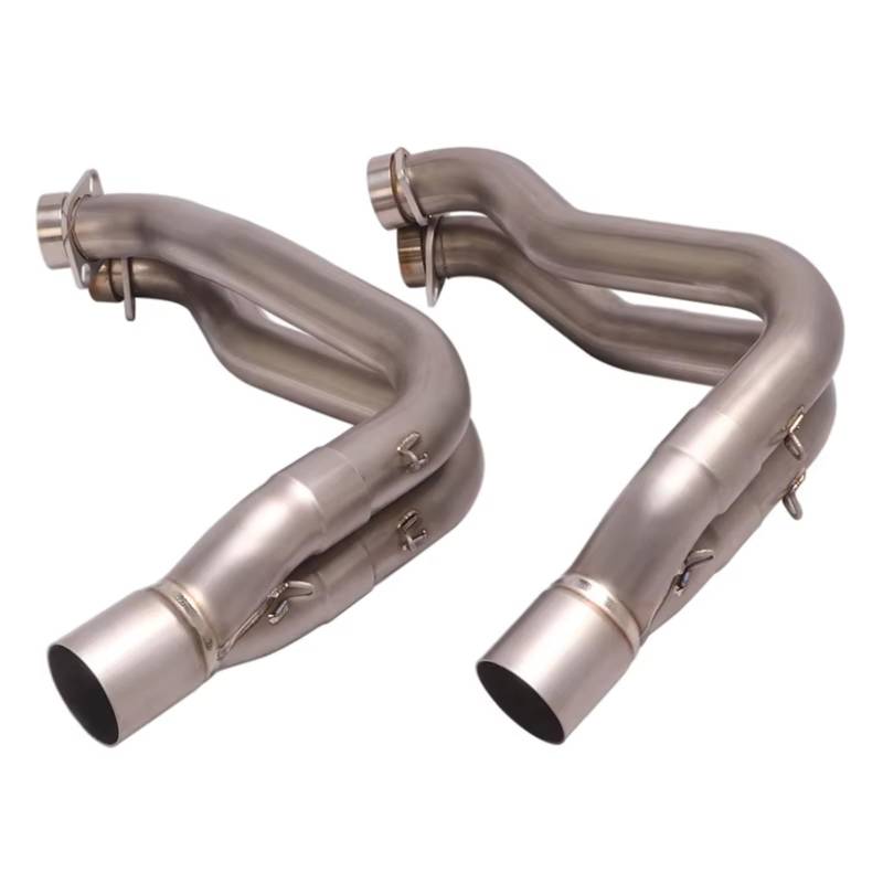 PQAIECXD Motorradauspuff Kompatibel Mit Yamaha Für MT10 YZF-R1 R1M 2015-2021 Motorradauspuffanlagen Modifiziert Für Escape Front Link Pipe Schalldämpfer(Silver) von PQAIECXD