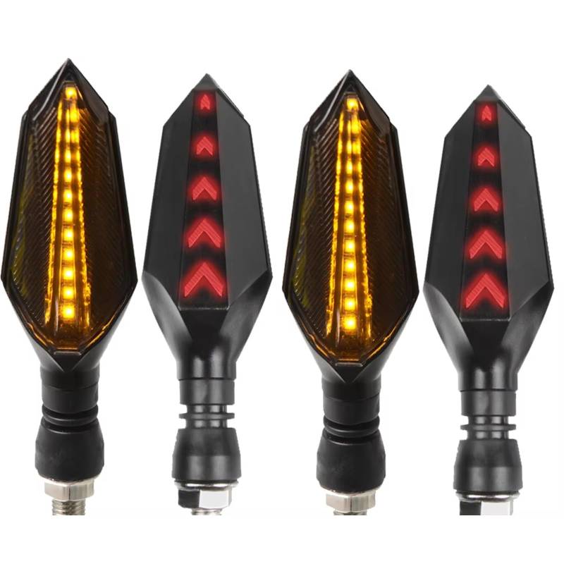 PQAIECXD Motorradblinkers Kompatibel Mit R6 2005 2006 12V Motorrad Blinker Lampen Links Rechts Signale Lichter Indikatoren Blinker Blinker Anzeige(2 Pairs red-Yellow) von PQAIECXD