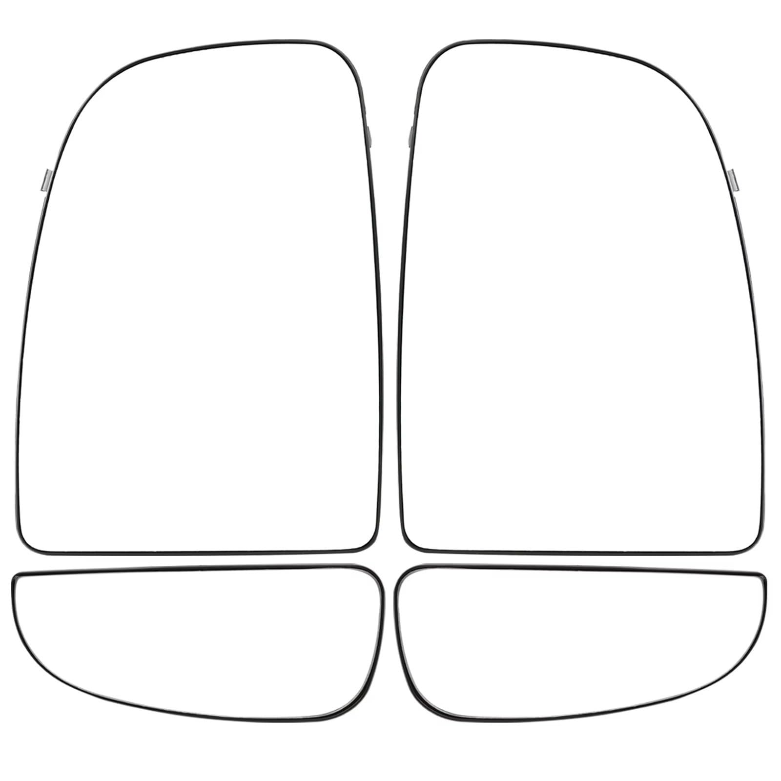 PQAWSFR Flügelspiegelglas Kompatibel Mit Ram Für ProMaster Van 2014 2015 2016–2023 Auto Links Rechts Außenspiegel Glas Beheizt Fahrer Beifahrerseite Oben Unten(Left and Right,Upper and Lower) von PQAWSFR