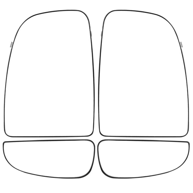 PQAWSFR Flügelspiegelglas Kompatibel Mit Ram Für ProMaster Van 2014 2015 2016–2023 Auto Links Rechts Außenspiegel Glas Beheizt Fahrer Beifahrerseite Oben Unten(Left and Right,Upper and Lower) von PQAWSFR