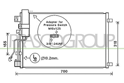 Prasco Kondensator, Klimaanlage [Hersteller-Nr. DS710C002] für Nissan von PRASCO