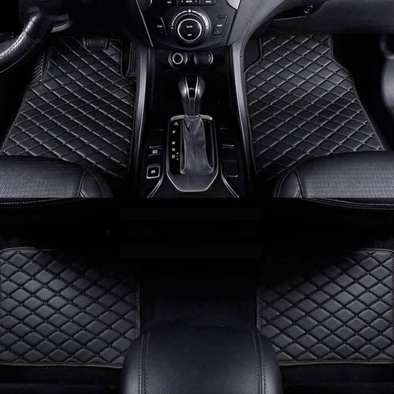 PREB Auto Fußmatten Set für Mitsubishi Lancer-ex 2010-2015, PU-Leder Schutz vor Verschmutzung rutschfeste Auto Fussmatten Zubehör,A/All-Black von PREB