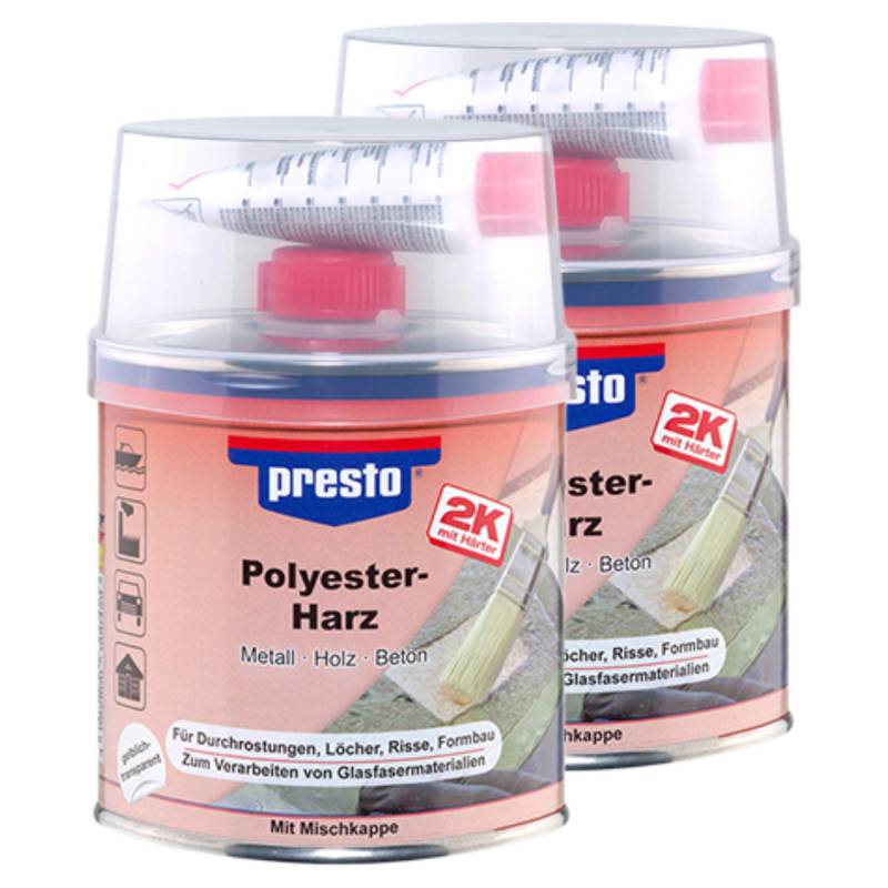 Presto 2X 600429 POLYESTERHARZ Metall Holz Beton ELASTISCH RAKTIV 250 g von Presto