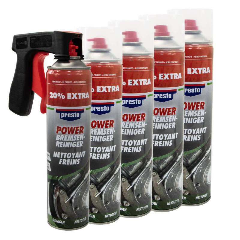 Bremsenreiniger Power Teilereiniger Spray Presto 307287 5 X 600 ml mit Pistolengriff von PRESTO_bundle