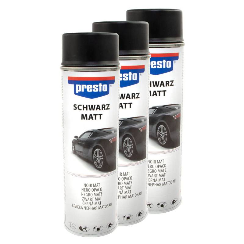 Felgenspray Schwarz matt Felgenschwarz Rallye Spray Lackspray Presto 428955 3 X 500 ml von PRESTO_bundle