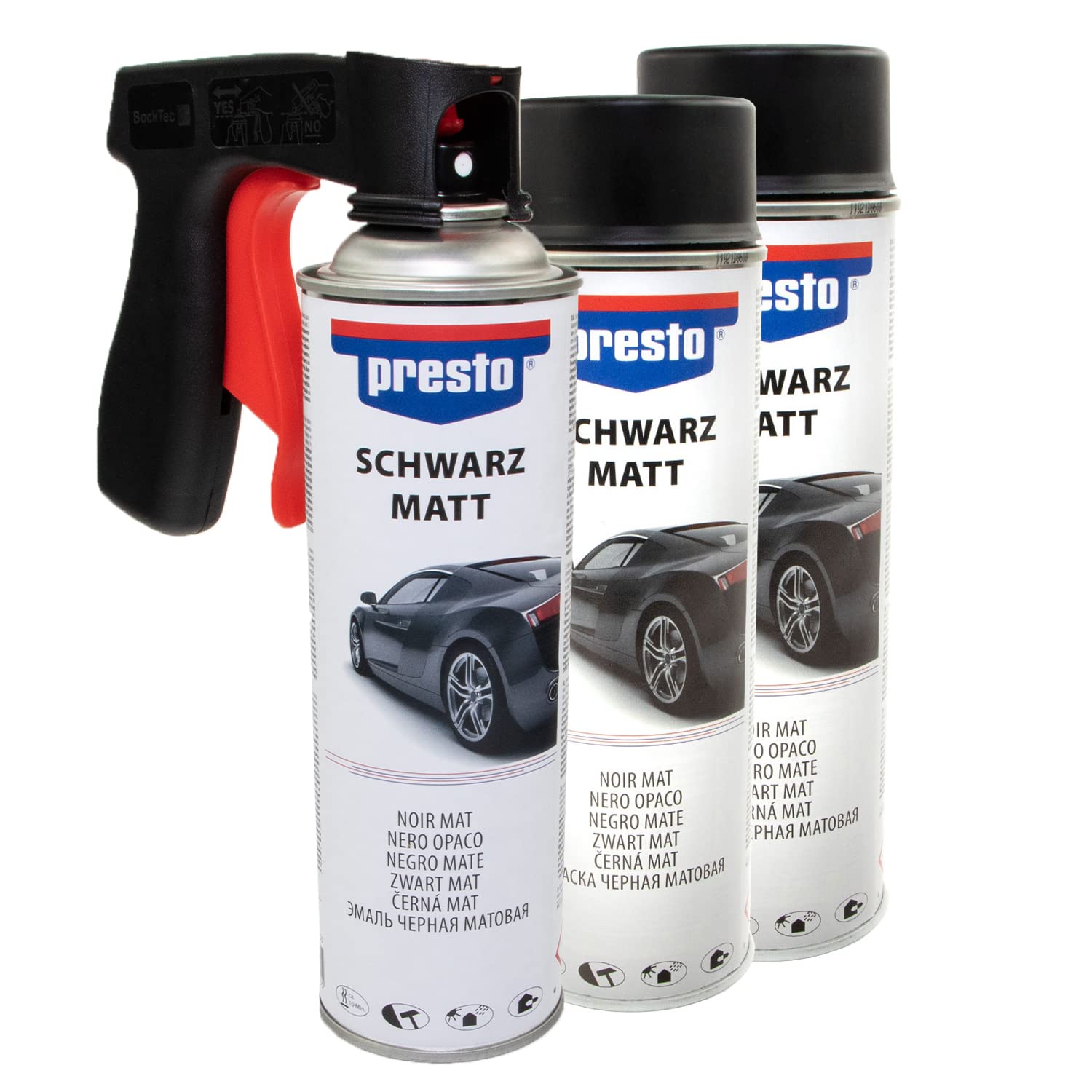 Felgenspray schwarz matt Lack Spray Presto 428955 3 X 500 ml mit Pistolengriff von PRESTO_bundle