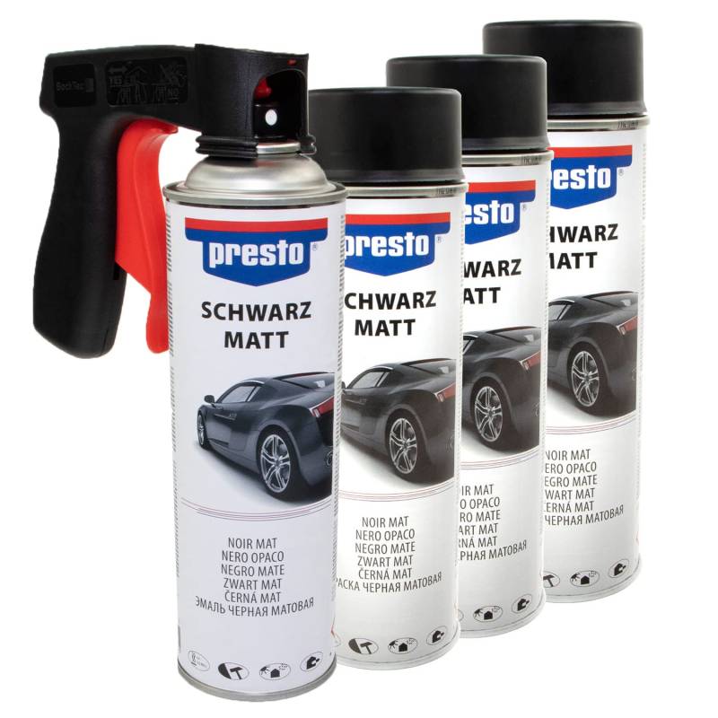 Felgenspray schwarz matt Lack Spray Presto 428955 4 X 500 ml mit Pistolengriff von PRESTO_bundle