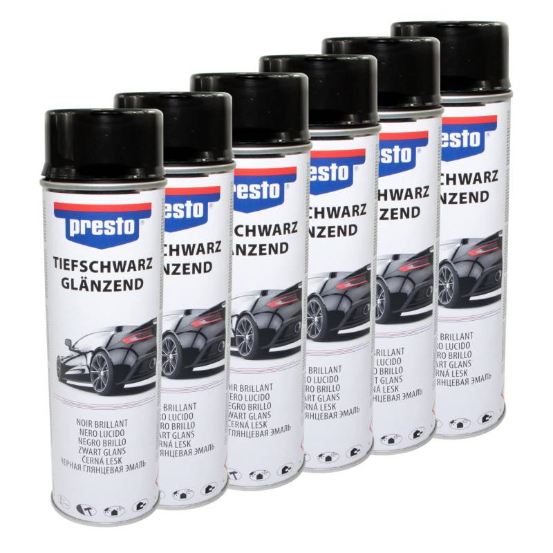 PRESTO_bundle Felgenspray Schwarz glanz Felgenschwarz Rallye Spray Lackspray Presto 428948 6 X 500 ml von PRESTO_bundle