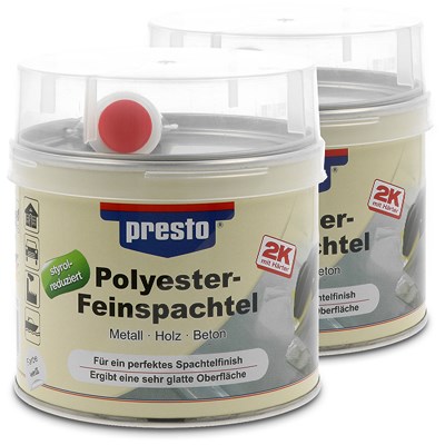 Presto 2x 1kg Polyester Feinspachtel [Hersteller-Nr. 601235] von PRESTO