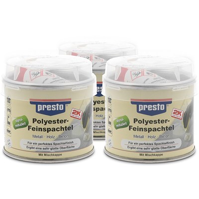 Presto 3x 250g Polyester Feinspachtel [Hersteller-Nr. 601211] von PRESTO