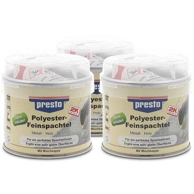 Presto 3x 250g Polyester Feinspachtel [Hersteller-Nr. 601211] von PRESTO