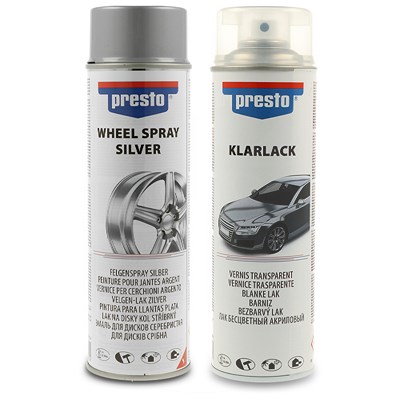 Presto 500 ml Universal Felgenspray, silber + 500 ml Klarlack glänzend Presto 500 ml Universal Felgenspray, silber + 500 ml Klarlack glänzend von PRESTO