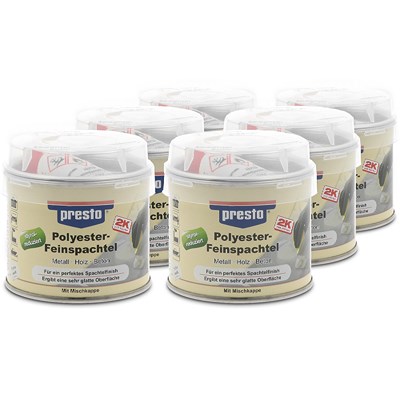 Presto 6x 250g Polyester Feinspachtel [Hersteller-Nr. 601211] von PRESTO