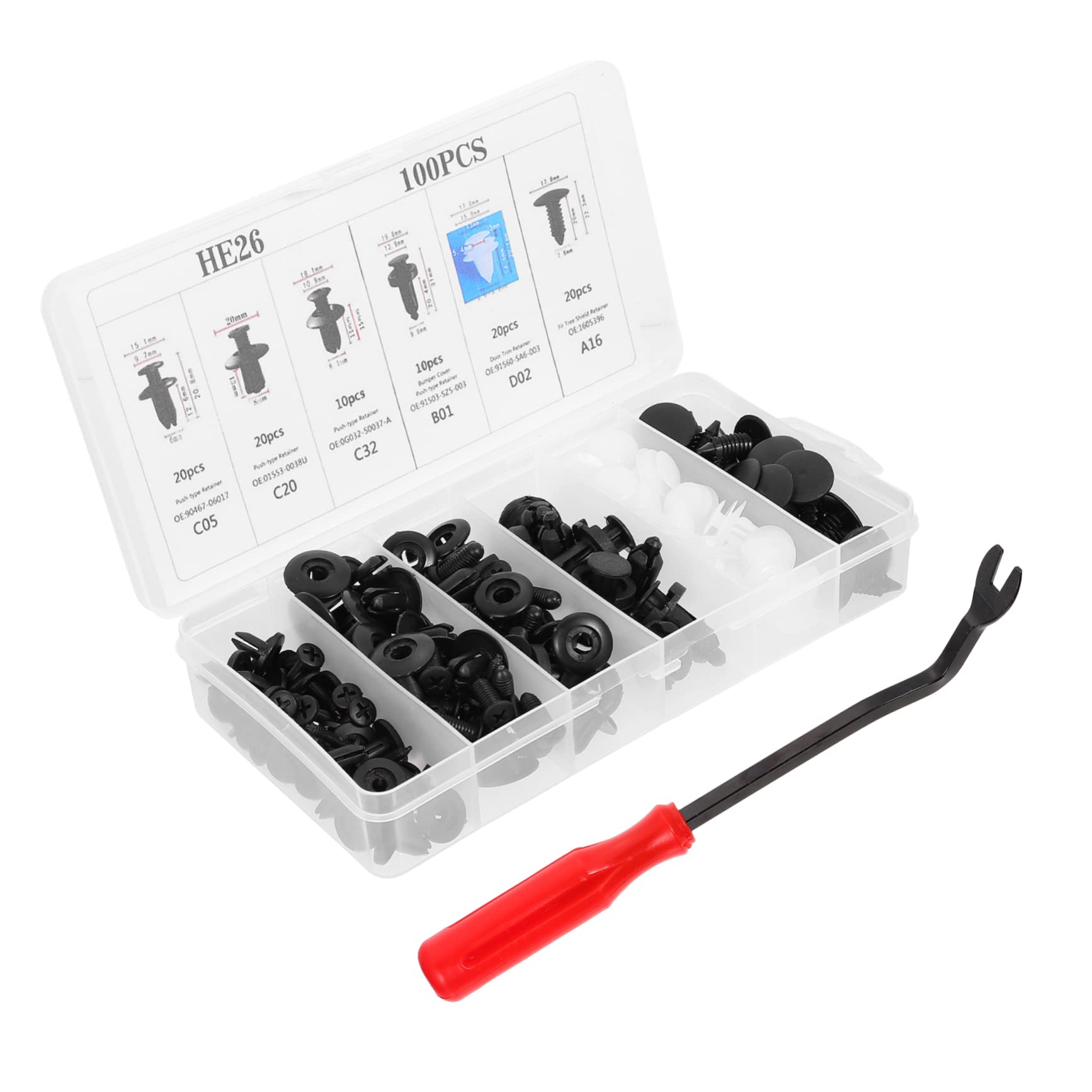 PRETYZOOM 100Stücke Auto Push Retainer Clips Fahrzeug Befestigungselemente für Stoßfänger Türverkleidung und Mehr Hochwertige Clips mit Aufbewahrungsbox Vielseitig Einsetzbar von PRETYZOOM