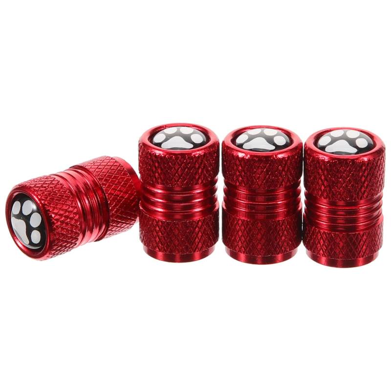PRETYZOOM 4 Stück Reifenventilkappe Ventilkappen Auto ventilkappe Reifenkappen Kappen Reifen Autozubehör Ventilschaftkappen für Autoreifen Rostfreier Stahl rot von PRETYZOOM