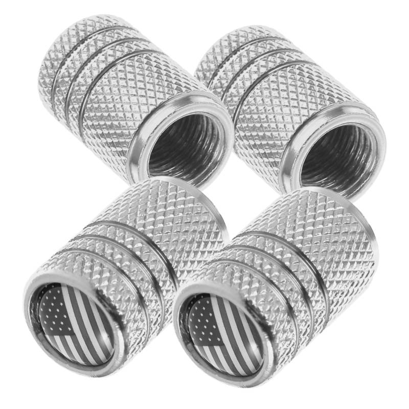 PRETYZOOM 4 Stück Ventilkernkappe Reifenkappe Aluminiumreifen -ventilkappen Ersatz-ventilkappe Für Reifen Reifenventilkappen Mit Amerikanischer Flagge Aluminiumlegierung Silver von PRETYZOOM