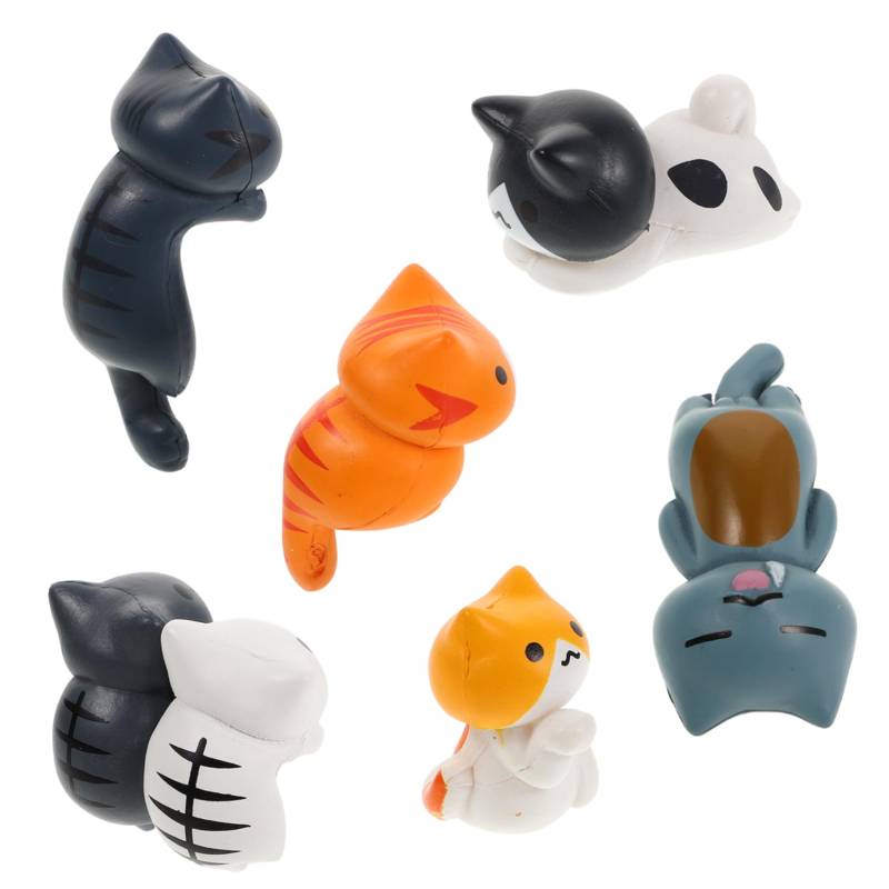 PRETYZOOM 6 Stück Niedliche Katzenverzierungen für das Auto Katzenfigur Auto Niedliche Auto Deko Tierfigur Auto Zubehör Lustige Auto Deko Anime-Autozubehör Armaturenbrett-Katzenornament PVC von PRETYZOOM