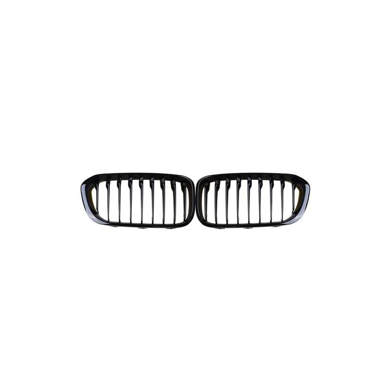 Haubengrill 2Pcs Für 1 Serie F20 F21 2012-2019 Auto Vorderen Stoßfänger Gitter Nieren Grill Racing Glanz Schwarz Vorne Haube Kühlergrill(Single-Glossy Black) von PRFGSGVBV