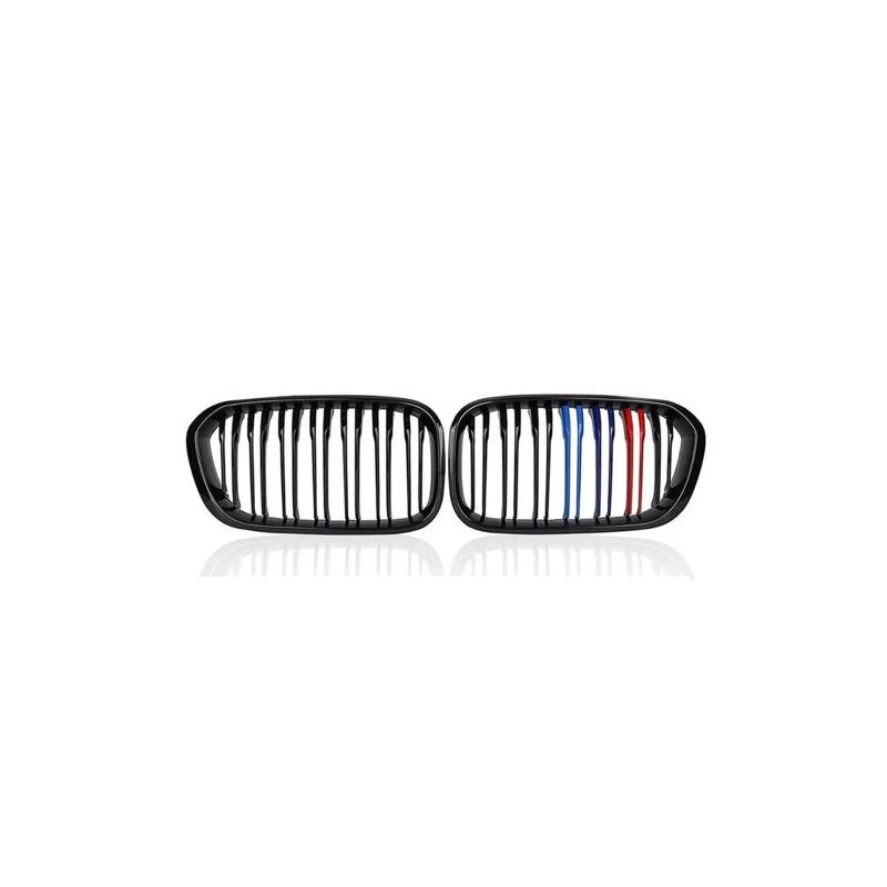 Haubengrill 2Pcs Für 1 Serie F20 F21 2012-2019 Vorne BumperGrilles Glanz Schwarz Niere Grill Vorne Haube Kühlergrill(Double-3-Color) von PRFGSGVBV