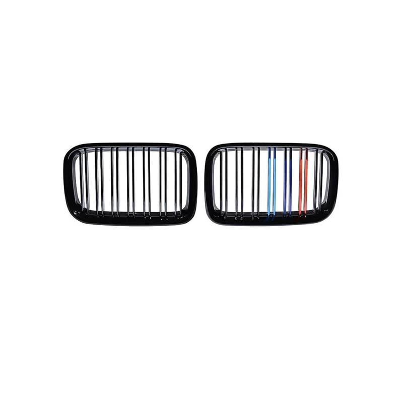 Haubengrill Für M3 E36 318i 325i 1992-1996 Kühlergrill Im Double Line Style Glänzend Schwarz Vorne Haube Kühlergrill(Double-3-Color) von PRFGSGVBV