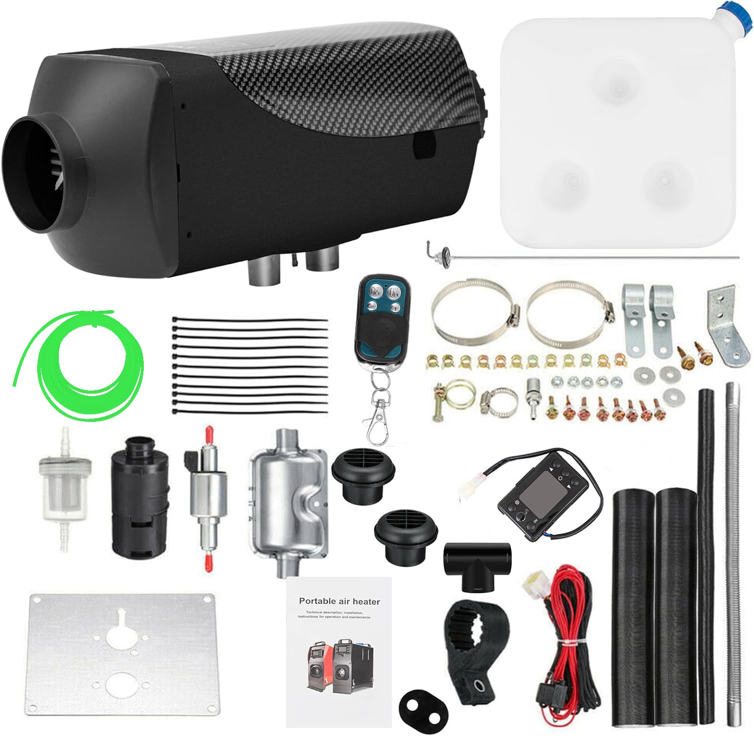 PRIJESSE 8KW Diesel Lufterhitzer, 12V Standhezung Diesel, Luft Dieselheizung, Air Diesel Heizung mit Schalldämpfer&LCD Schalter, Standheizung für Auto RV Boote LKW Wohnmobil Bus (Type2 Schwarz) von PRIJESSE