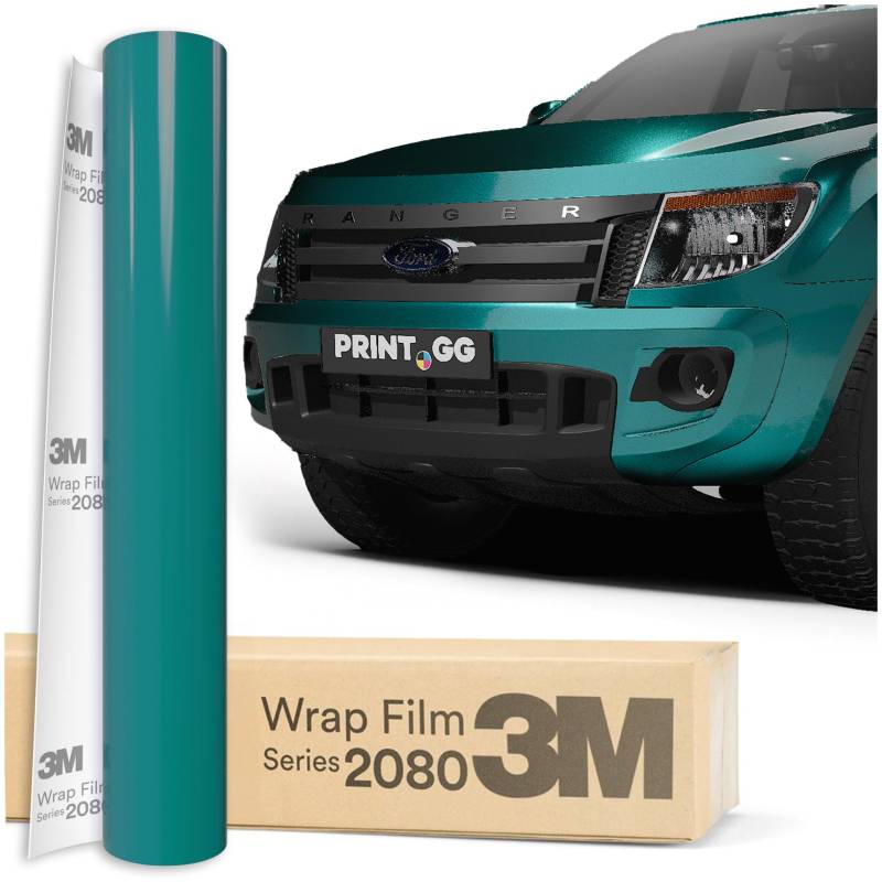 PRINT.GG Autofolie 3M 1080 Atomic Teal Glanz G356, 152 x 50 cm, Selbstklebende Folie Car Wrapping Folie, Robuste Lackschutzfolie Auto, Motorrad, Boot, Auto Folie mit hervorragender Haftung von PRINT.GG