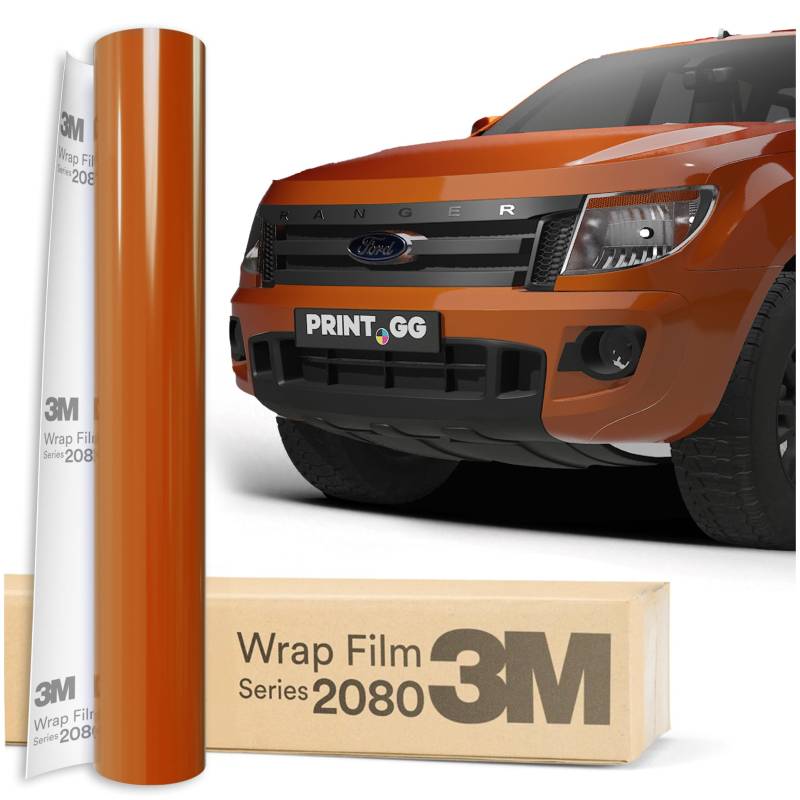 PRINT.GG Autofolie 3M 2080 Dunkelorange G24, 152 x 100 cm, Selbstklebende Folie Car Wrapping Folie, Robuste Lackschutzfolie Auto, Motorrad, Boot, Auto Folie mit hervorragender Haftung von PRINT.GG