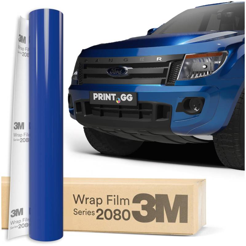 PRINT.GG Autofolie 3M 2080 Glanz Blaues Feuer G337, 152 x 20 cm, Selbstklebende Vinylfolie Car Wrapping Folie, Robuste Lackschutzfolie für Auto, Motorrad, Boot, Universal von PRINT.GG