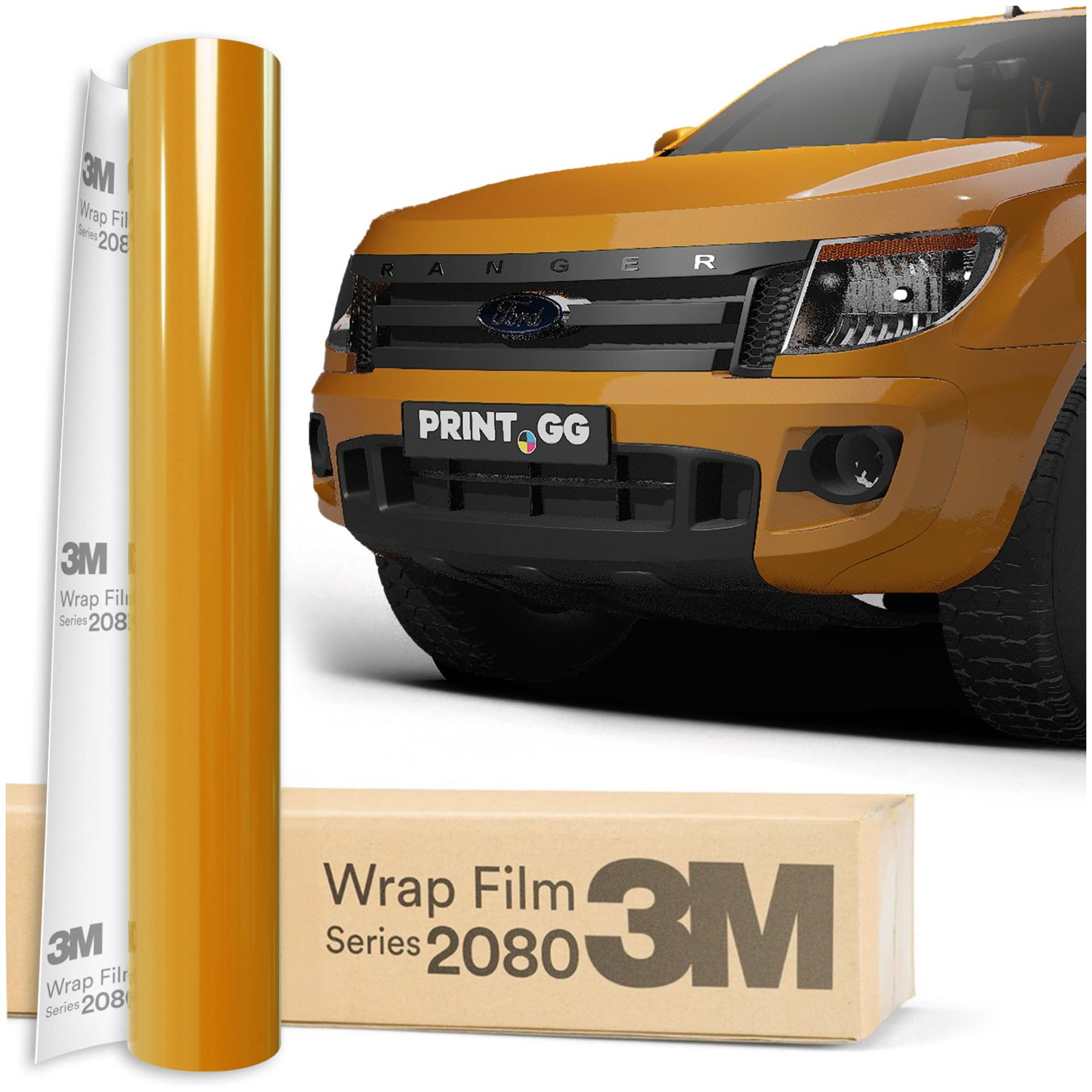 PRINT.GG Autofolie 3M 2080 Glanz Sonnenblume Gelb G25, 152 x 50 cm, Selbstklebende Folie Car Wrapping Folie, Robuste Lackschutzfolie Auto, Motorrad, Boot, Fahrrad, Roller, Vinyl, 80 mils von PRINT.GG
