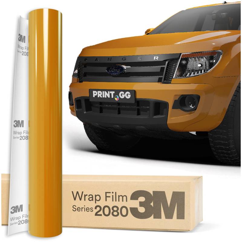 PRINT.GG Autofolie 3M 2080 Glanz Sonnenblume Gelb G25, 152 x 50 cm, Selbstklebende Folie Car Wrapping Folie, Robuste Lackschutzfolie Auto, Motorrad, Boot, Fahrrad, Roller, Vinyl, 80 mils von PRINT.GG