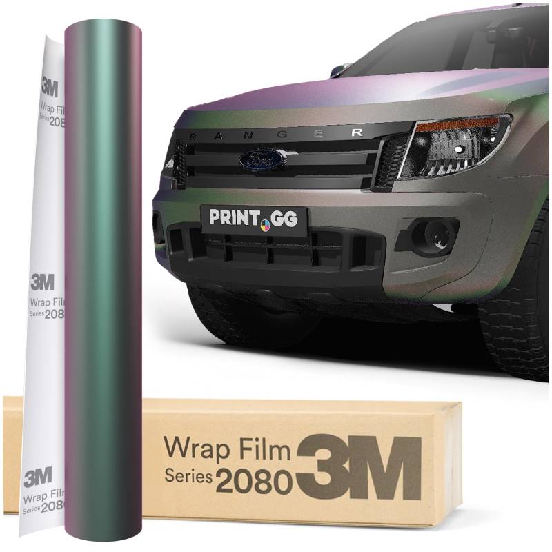 PRINT.GG Autofolie 3M 2080 Satin Flip Psychedelic SP281, 152 x 100 cm, Selbstklebende Vinyl Car Wrapping Folie, Robuste Lackschutzfolie fr Auto, Motorrad, Boot, mit hervorragender Haftung von PRINT.GG