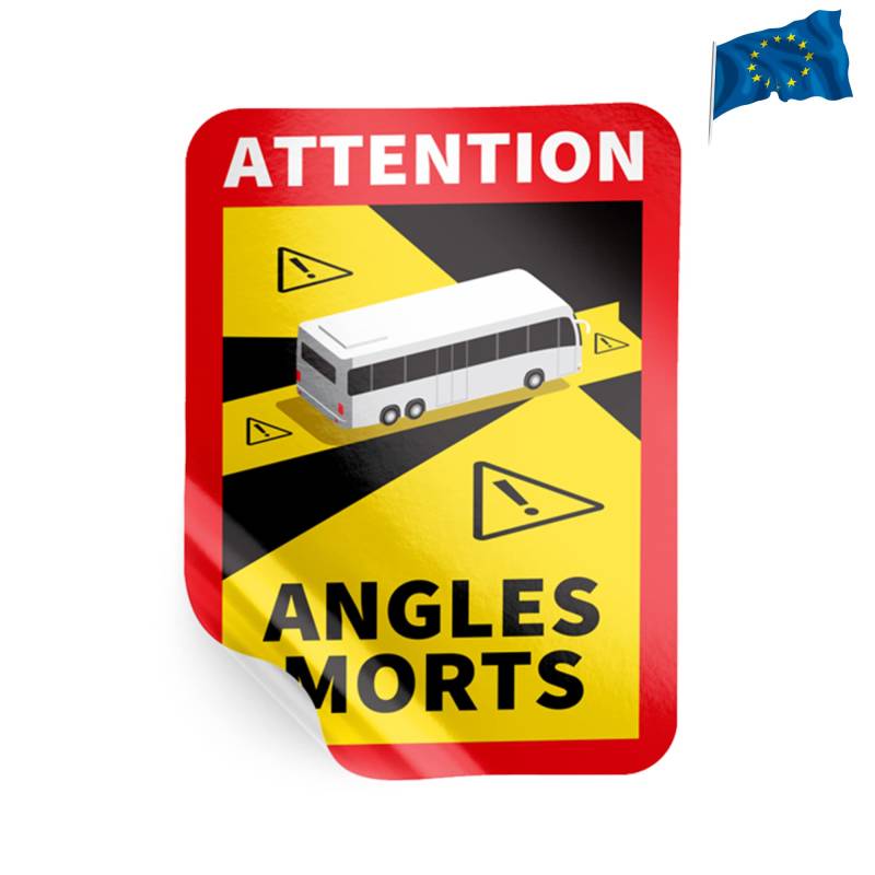 PRINT.GG Toter Winkel Aufkleber Frankreich - 1 Stück - 17 x 25 cm, Angles Morts Aufkleber Bus/Wohnmobil/Auto Angles Morts Lastwagen Angles Morts Bus Warnaufkleber Attention Angles Morts Hinweisschild von PRINT.GG