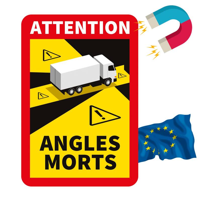 Toter Winkel Aufkleber Frankreich - Angles Morts Magnet Wohnmobil und Bus - magnetschild auto 17 x 25 cm - Wohnmobil Aufkleber Warntafel von PRINT.GG