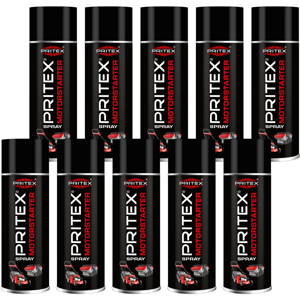 PRITEX – Motorstarter Spray 10x 400 ml – Starthilfespray für Benzin- & Dieselmotoren – schont Anlasser, Motor & Batterie – niedrige Zündtemperatur & hohe Zündenergie – für Auto, LKW & Landmaschinen von PRITEX