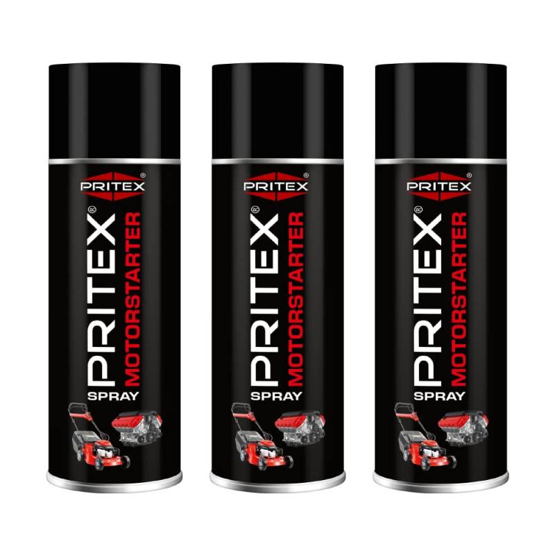 PRITEX – Motorstarter Spray 3X 400 ml – Starthilfespray für Benzin- & Dieselmotoren – schont Anlasser, Motor & Batterie – niedrige Zündtemperatur & hohe Zündenergie – für Auto, LKW & Landmaschinen von PRITEX