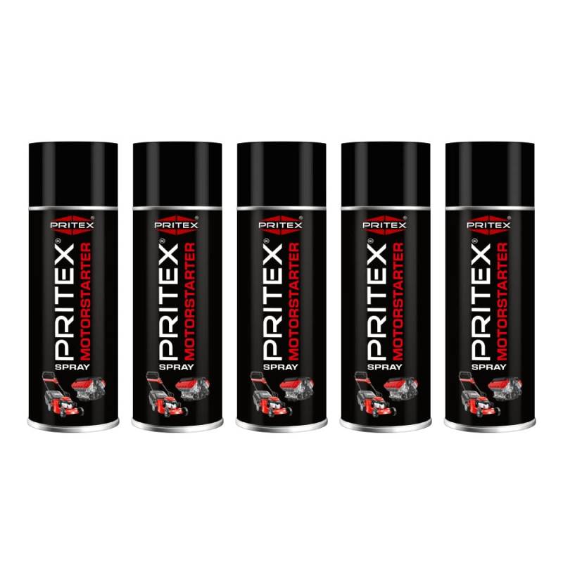 PRITEX – Motorstarter Spray 5X 400 ml – Starthilfespray für Benzin- & Dieselmotoren – schont Anlasser, Motor & Batterie – niedrige Zündtemperatur & hohe Zündenergie – für Auto, LKW & Landmaschinen von PRITEX