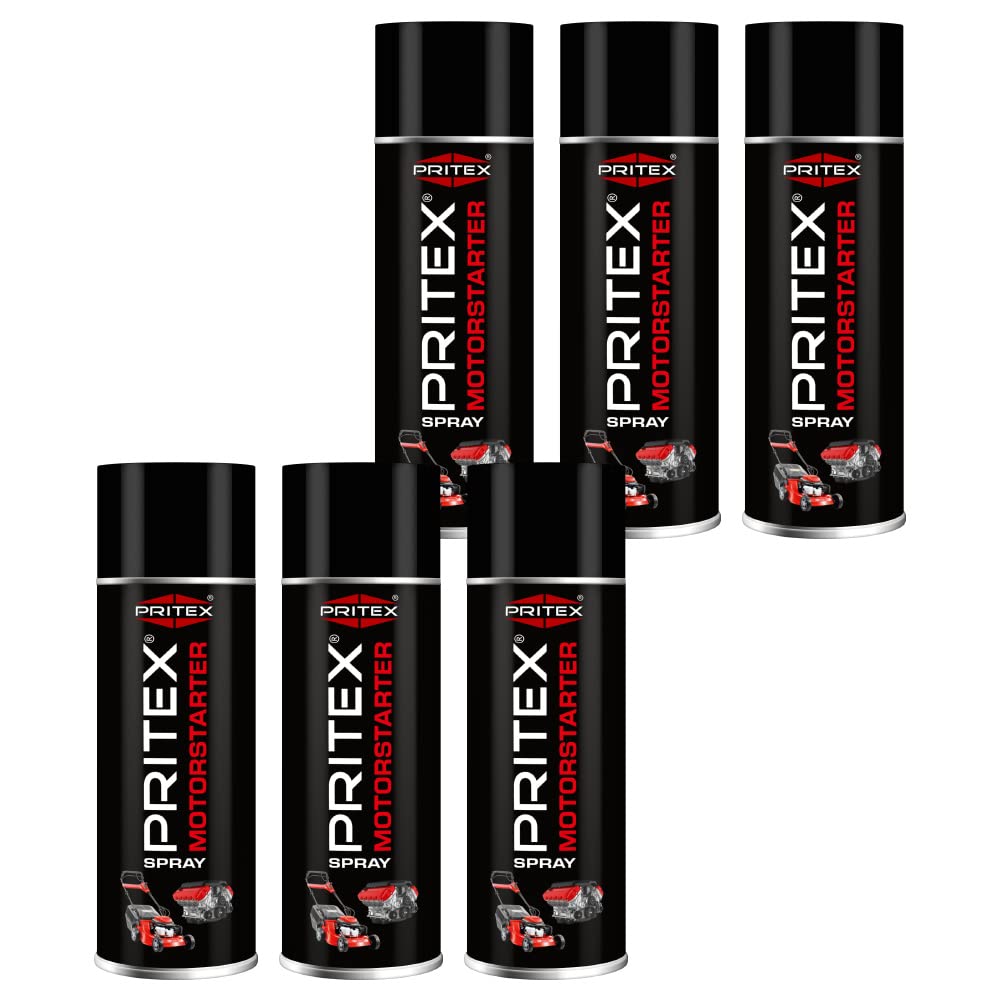PRITEX – Motorstarter Spray 6x 400 ml – Starthilfespray für Benzin- & Dieselmotoren – schont Anlasser, Motor & Batterie – niedrige Zündtemperatur & hohe Zündenergie – für Auto, LKW & Landmaschinen von PRITEX