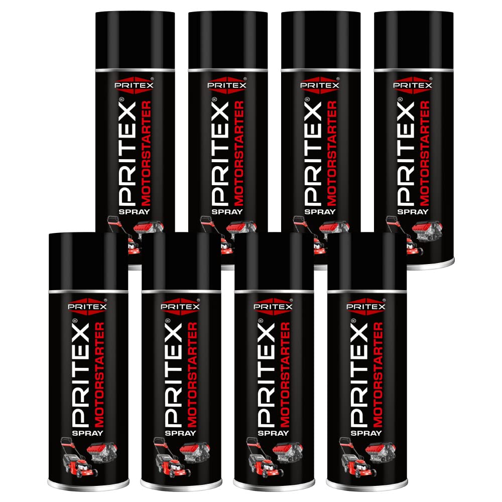 PRITEX – Motorstarter Spray 8x 400 ml – Starthilfespray für Benzin- & Dieselmotoren – schont Anlasser, Motor & Batterie – niedrige Zündtemperatur & hohe Zündenergie – für Auto, LKW & Landmaschinen von PRITEX