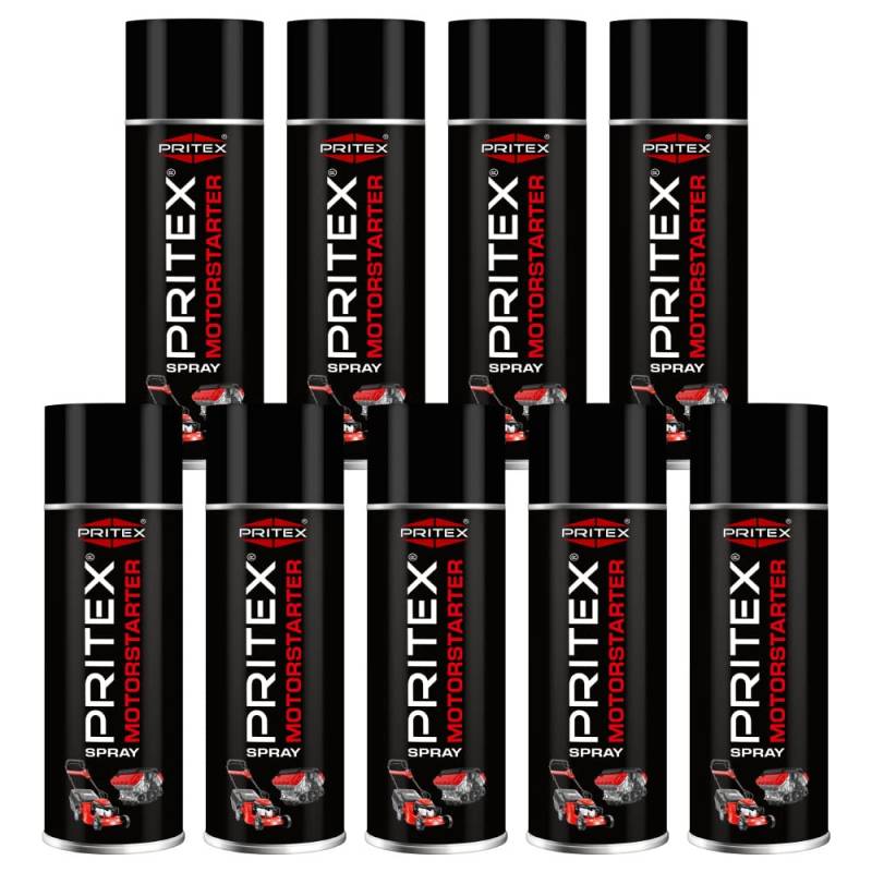 PRITEX – Motorstarter Spray 9x 400 ml – Starthilfespray für Benzin- & Dieselmotoren – schont Anlasser, Motor & Batterie – niedrige Zündtemperatur & hohe Zündenergie – für Auto, LKW & Landmaschinen von PRITEX