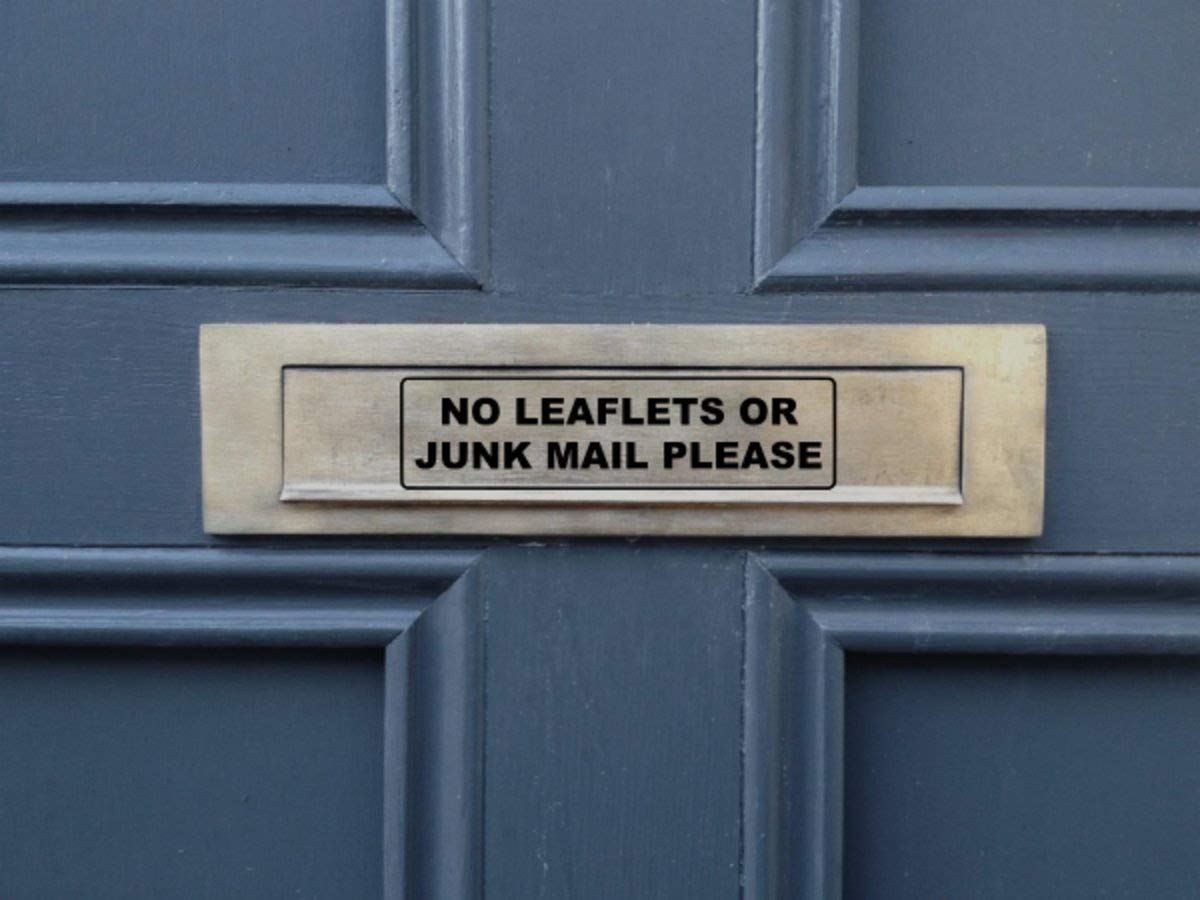 Aufkleber "No Leaflets or Junk Mail Please", Englisch, für Türbriefkästen, aus Vinyl von PRO CUT GRAPHICS