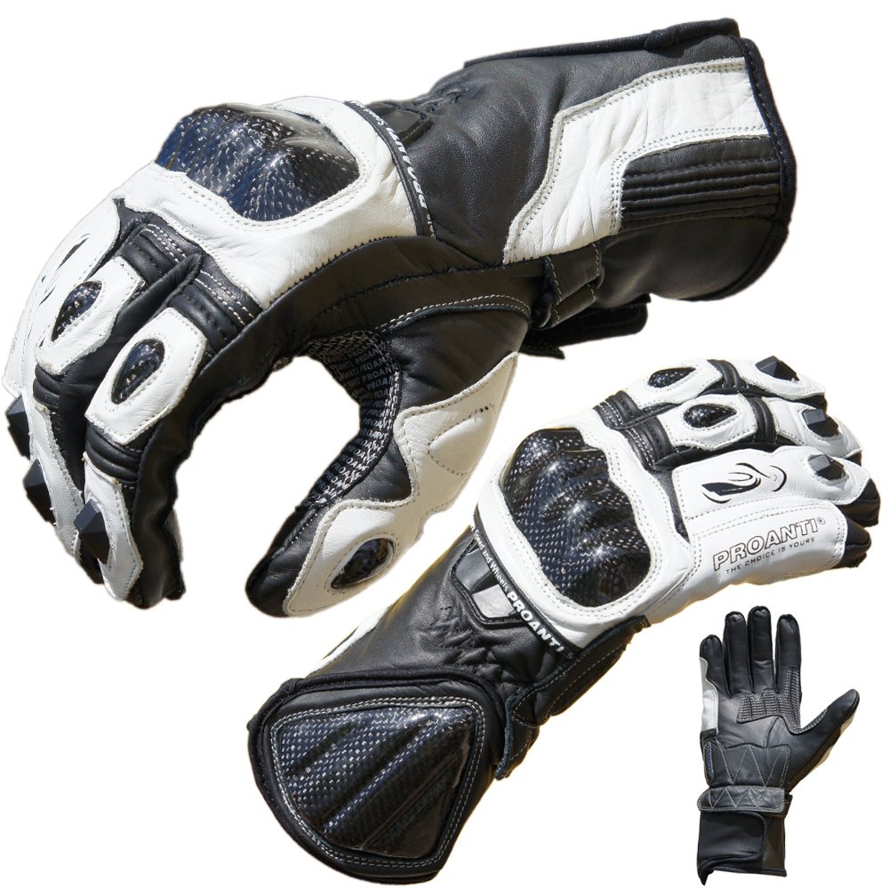 PROANTI Motorradhandschuhe Pro Racing Motorrad Leder Handschuhe Größe L von PROANTI