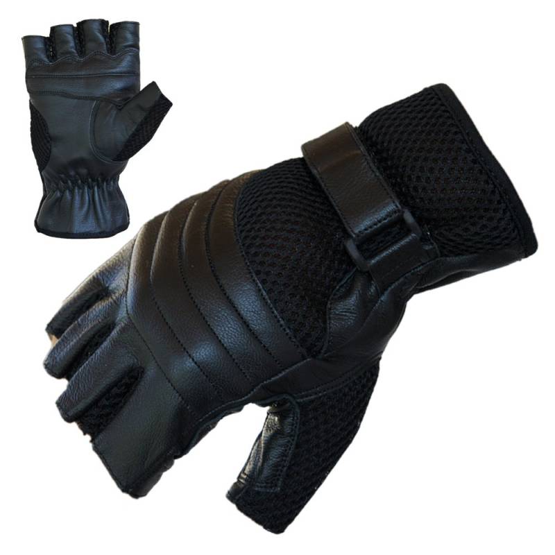 PROANTI Motorradhandschuhe Leder Mesh Chopper Handschuhe (Gr. XL, schwarz) von PROANTI