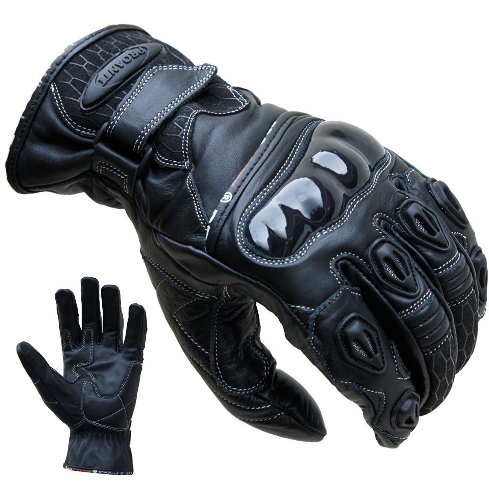 PROANTI Motorradhandschuhe Leder kurz Motorrad Handschuhe - Größe XL von PROANTI