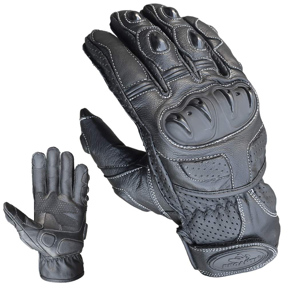 PROANTI Motorradhandschuhe Leder kurz Motorrad Handschuhe mit Touchscreen Funktion - XL von PROANTI