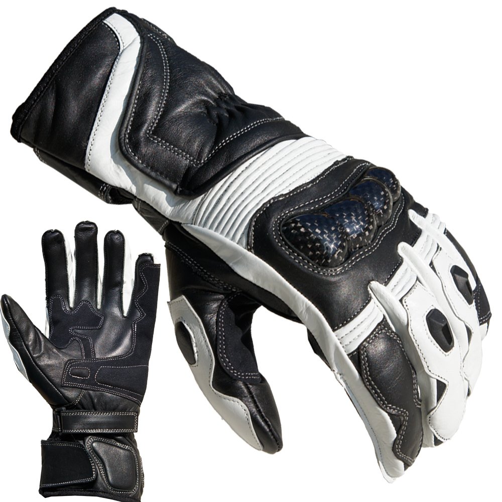 PROANTI Motorradhandschuhe Racing Leder Motorrad Handschuhe (Gr. M-XL, Weiß) - L von PROANTI