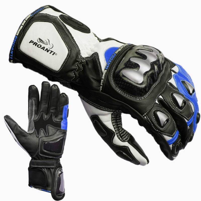 PROANTI Motorradhandschuhe Racing Pro Motorrad Handschuhe - Blau Größe M von PROANTI