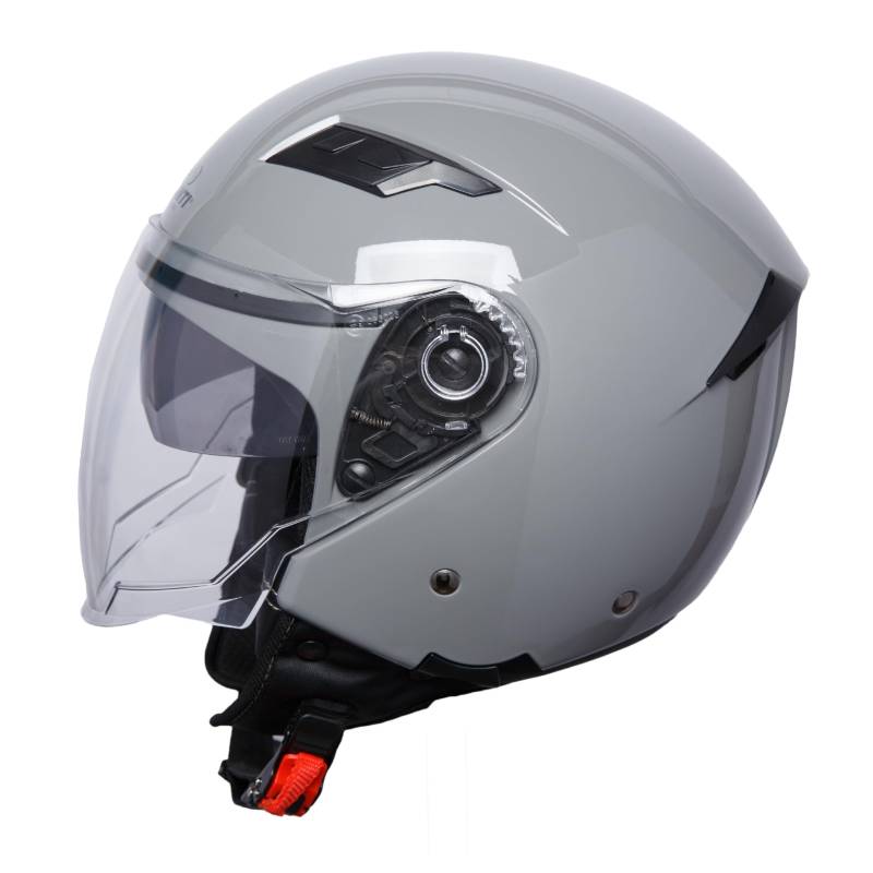 PROANTI Motorradhelm Jethelm Motorrad Helm mit kratzfestem Visier- und integriertem Sonnenschutz - Grau, M von PROANTI