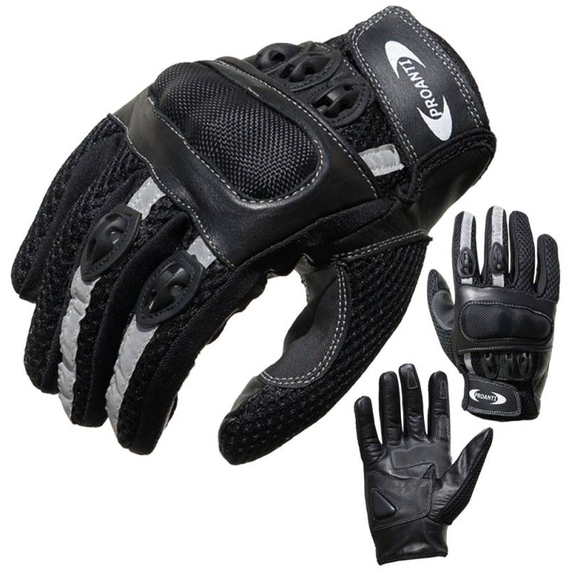 PROANTI Motorradhandschuhe Motorrad Handschuhe Sommer (Gr. XS - XXL, schwarz, kurz) - M von PROANTI